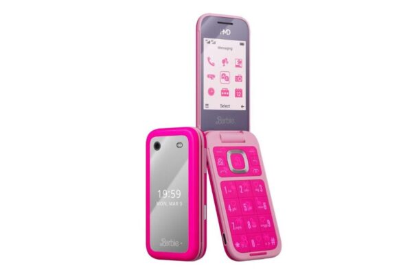 HMD Barbie flip Phone Price 129 USD launched pink color features specs