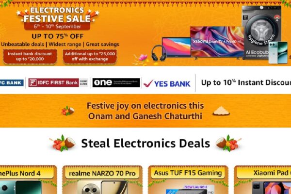 Amazon Electronics Festive Sale upto 75 percent discount on Smartphones TVs much more