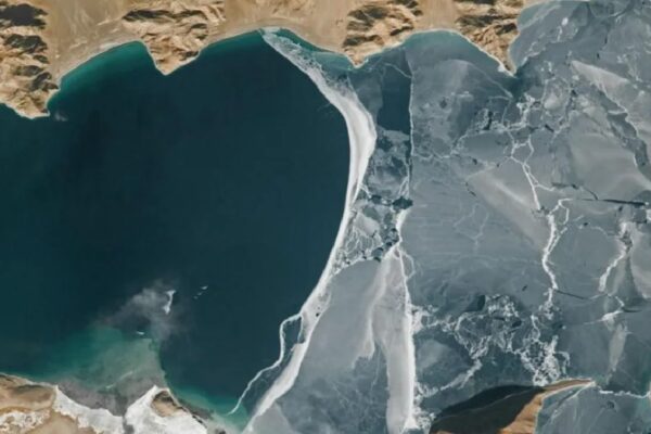 Half frozen Pangong Tso lake seen from 400 km above the earth Nasa shares picture
