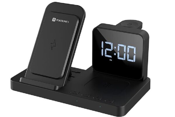 Portronics Bella 3 in 1 Qi wireless charger Price Rs 2099 launched with digital alarm clock
